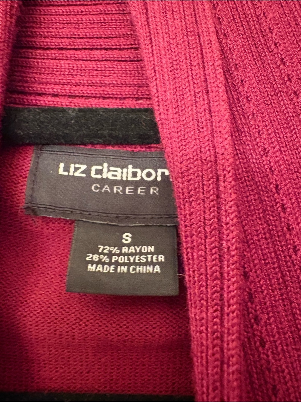 Liz Claiborne Raspberry Red Open-Front Draped Cardigan - Picture 2 of 3